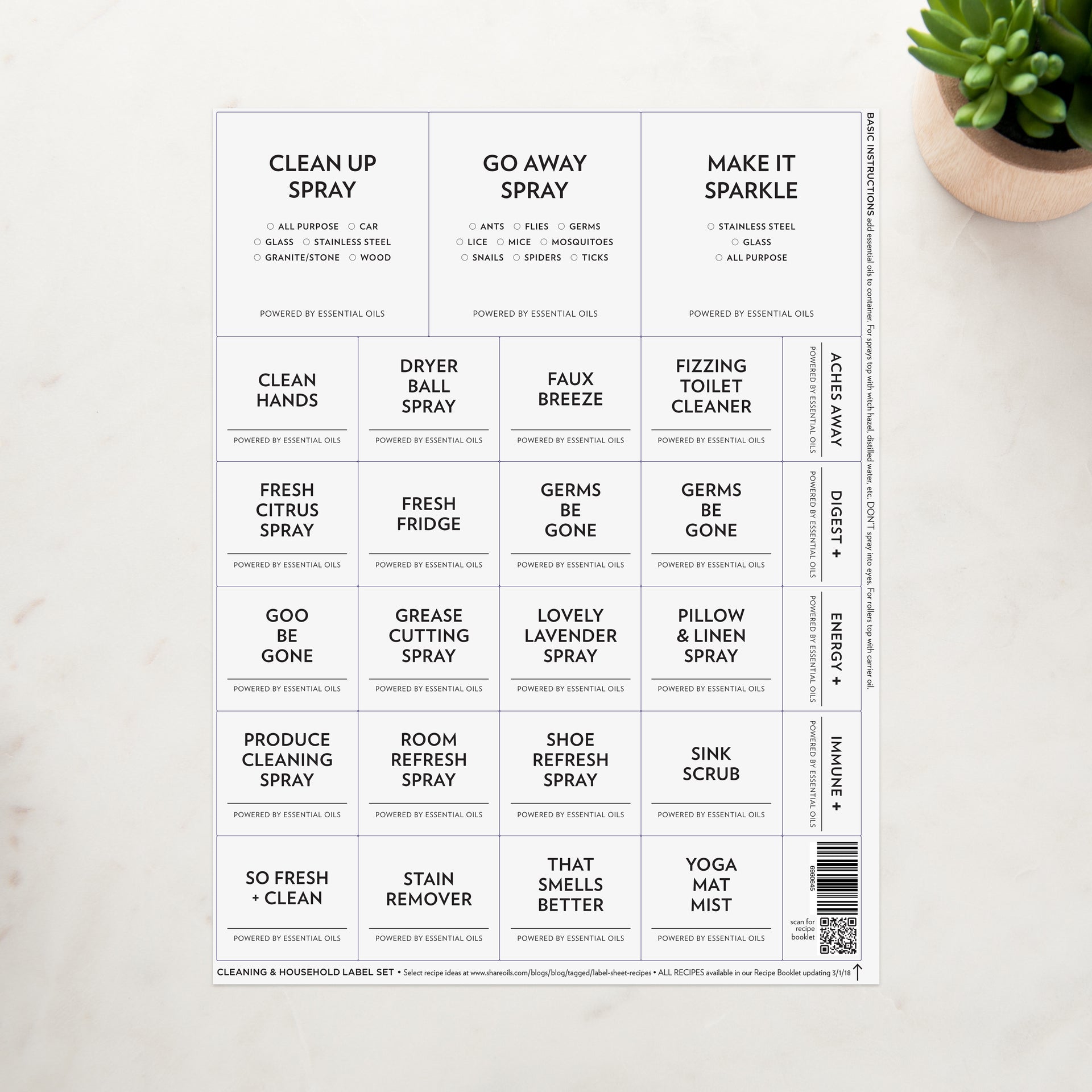 Collection of Minimalist Label Sheets + Recipe Booklet